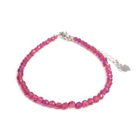 Браслет Шпинель с алмазной огранкой Розовые рубины 3мм