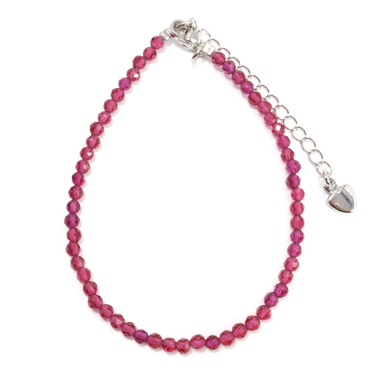Браслет Шпинель с алмазной огранкой Розовые рубины 3мм