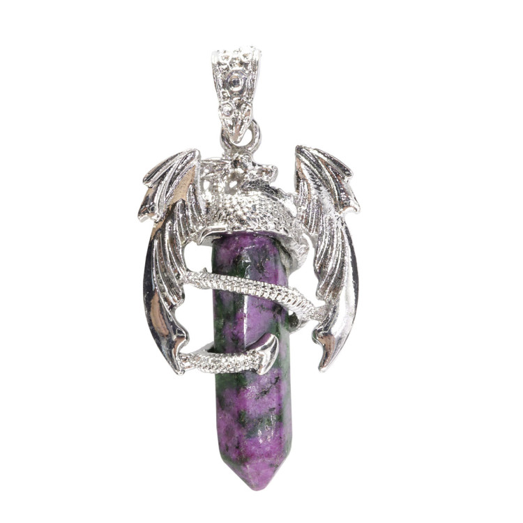 Подвеска Дракон с камнем Цоизит привлекает счастье, удачу и везение