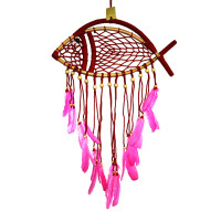 Ловушка снов Рыба из ротанга Красная привлекает богатство, любовь, страсть, секс h-80см L-50см