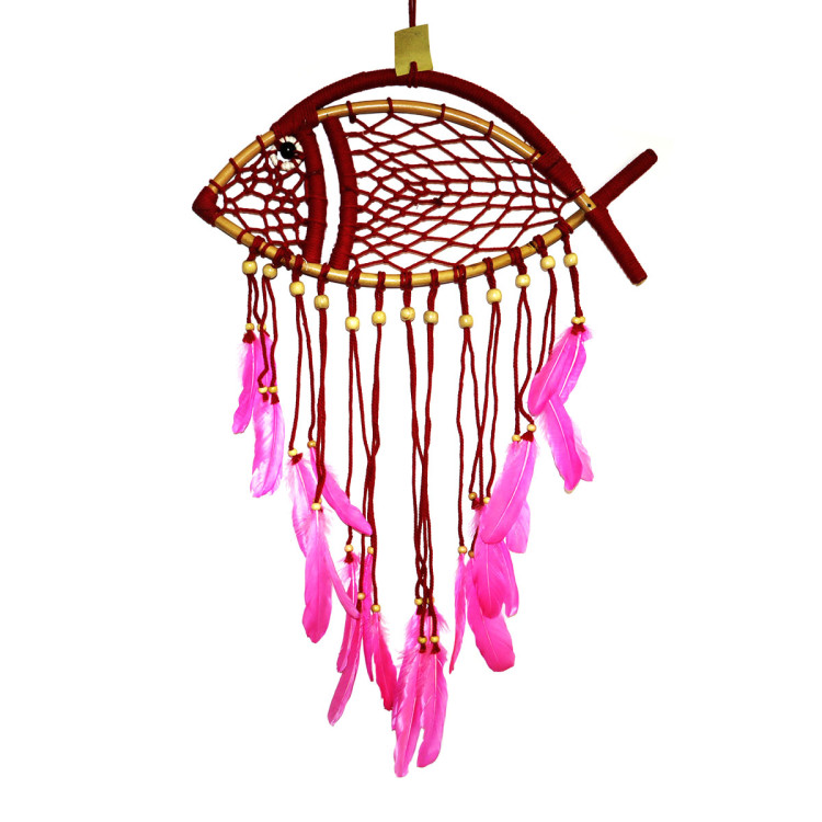 Ловушка снов Рыба из ротанга Красная привлекает богатство, любовь, страсть, секс h-80см L-50см