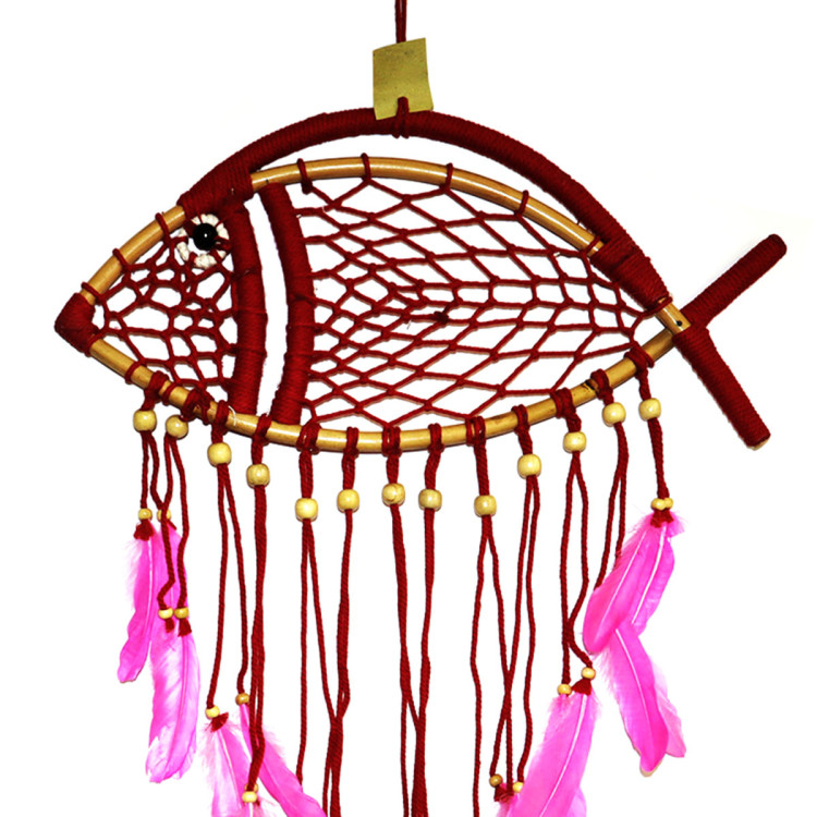 Ловушка снов Рыба из ротанга Красная привлекает богатство, любовь, страсть, секс h-80см L-50см