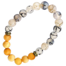 BX Браслет камень, дерево, 8 мм