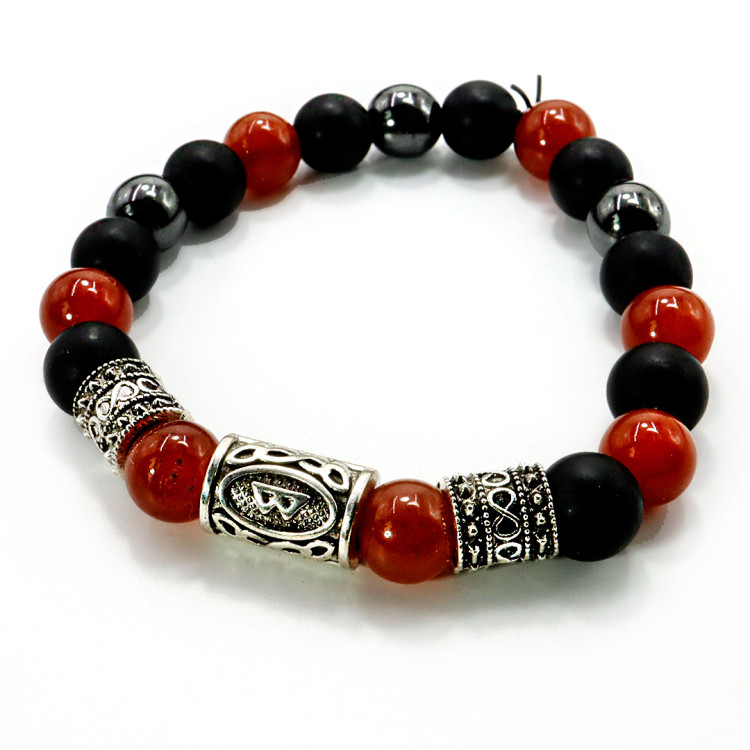 Браслет с руной Беркана Сердолик Шунгит Гематит Счастливая процветающая семья 8мм