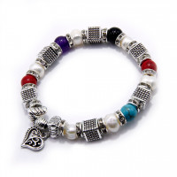 Браслет Пандора  MIX камни Жемчуг- символ роскоши и изобилия Металл камни