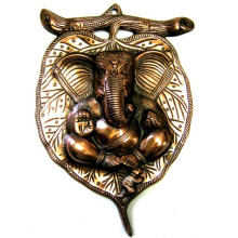 Панно Ганеш на листе 32 см, силумин