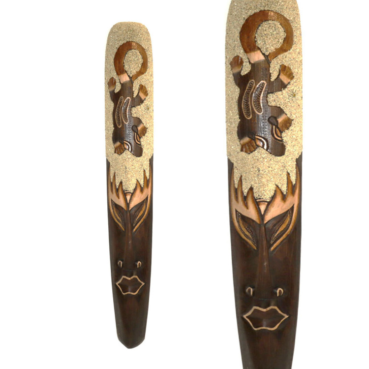 Маска с Cаламандрой настенная дерево албезия Оберег на процветание 100см