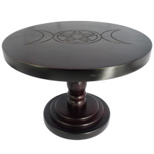 ALT04 Алтарный столик с символом Тройной Луны и с Пентаграммой 20х30х30см, дерево