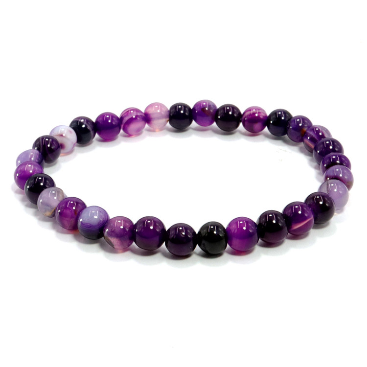Браслет каменный 6мм Фиолетовый агат - для медитации и открытия третьего глаза
