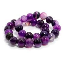 Браслет каменный 6мм Фиолетовый агат - для медитации и открытия третьего глаза