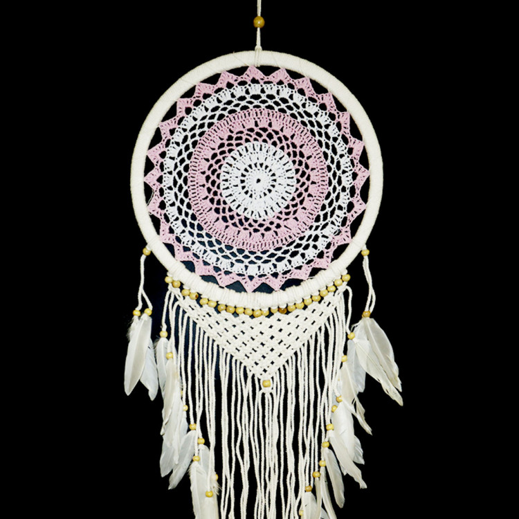 Ловушка снов бело-розового цвета символ любви, романтики, взаимности в чувствах h-95см d-32см