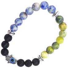 BX Браслет с подвеской от сглаза (Хамса), камень,8мм