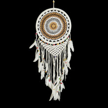 Ловушка снов бело-бежевая символ стабильности и карьерного роста h-100см d-32см