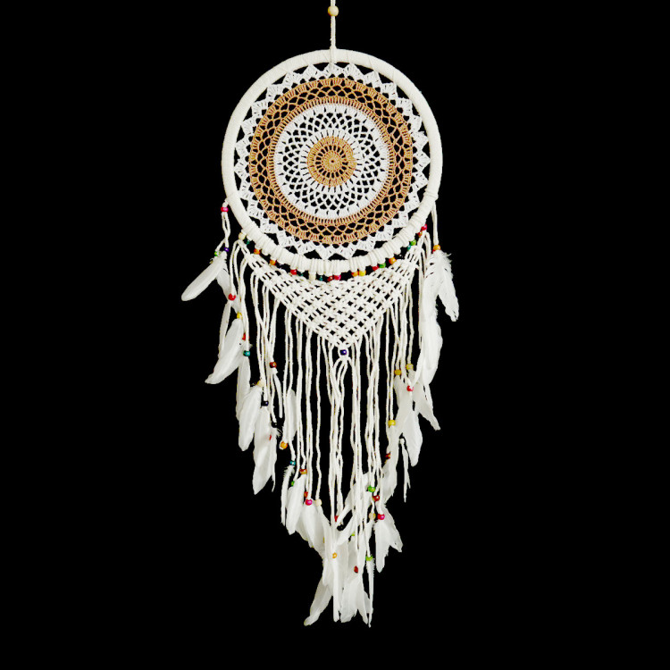 Ловушка снов бело-бежевая символ стабильности и карьерного роста h-100см d-32см