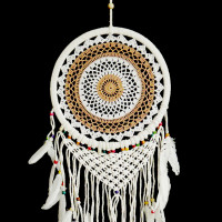 Ловушка снов бело-бежевая символ стабильности и карьерного роста h-100см d-32см