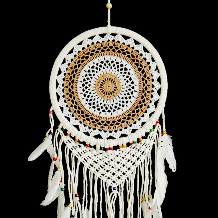 Ловушка снов бело-бежевая символ стабильности и карьерного роста h-100см d-32см